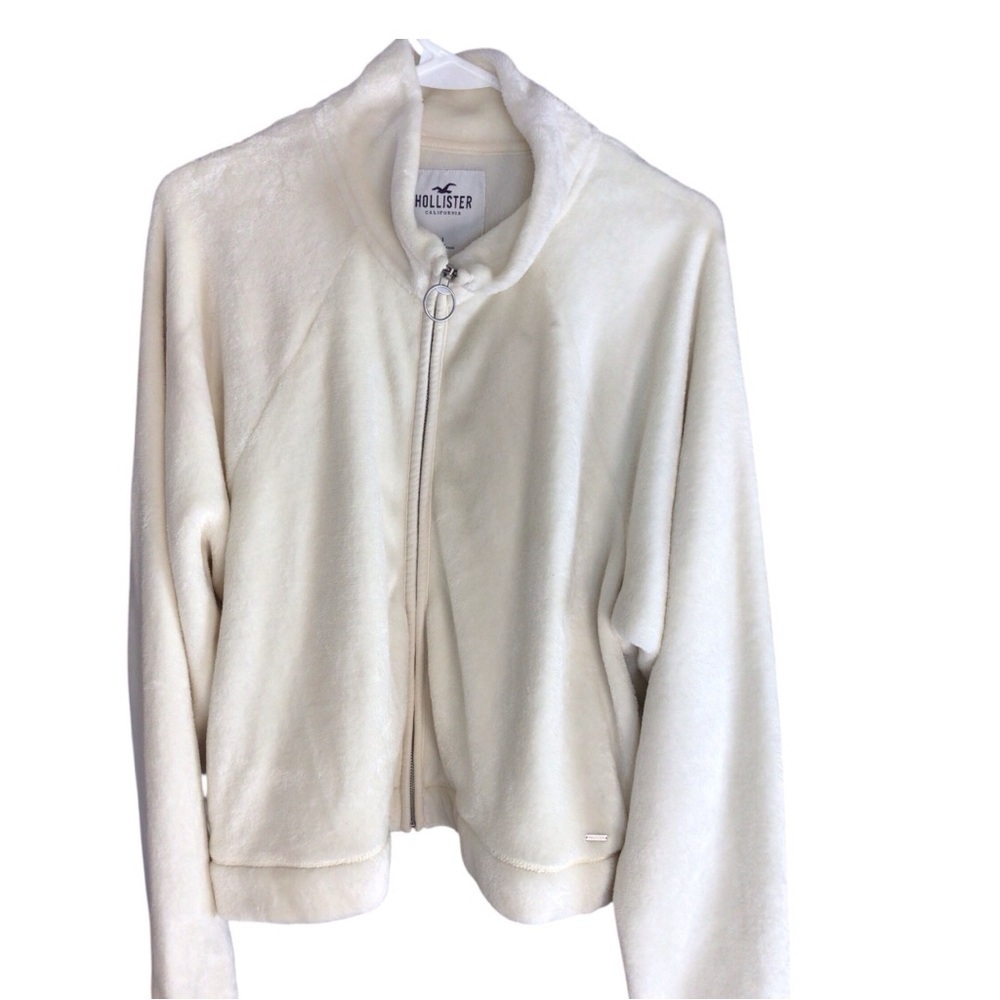Hollister Cream Teddy Jacket Soft Zip-Up size Large